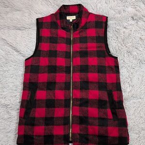 Sweet Lovely‎ Vest Womens M Red Buffalo Plaid Gorpcore Active Outdoors Zip Up